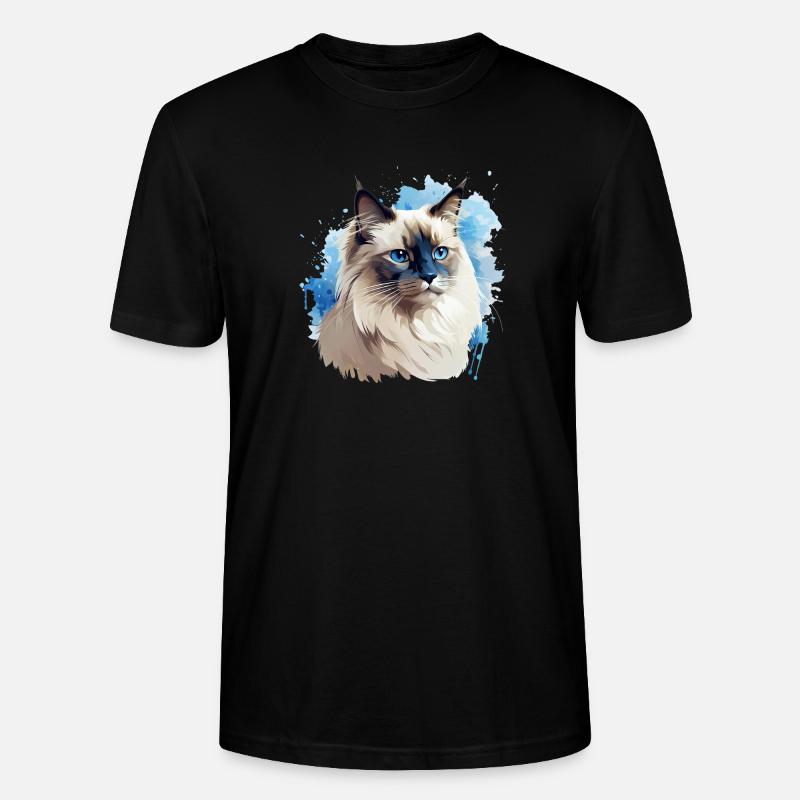 Katze Kopf Heilige Birma - Stanley/Stella Unisex Bio-T-Shirt CRAFTER - Schwarz