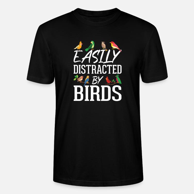 Facilement distrait par les oiseaux - T-shirt bio CRAFTER Stanley Stella Unisexe - noir