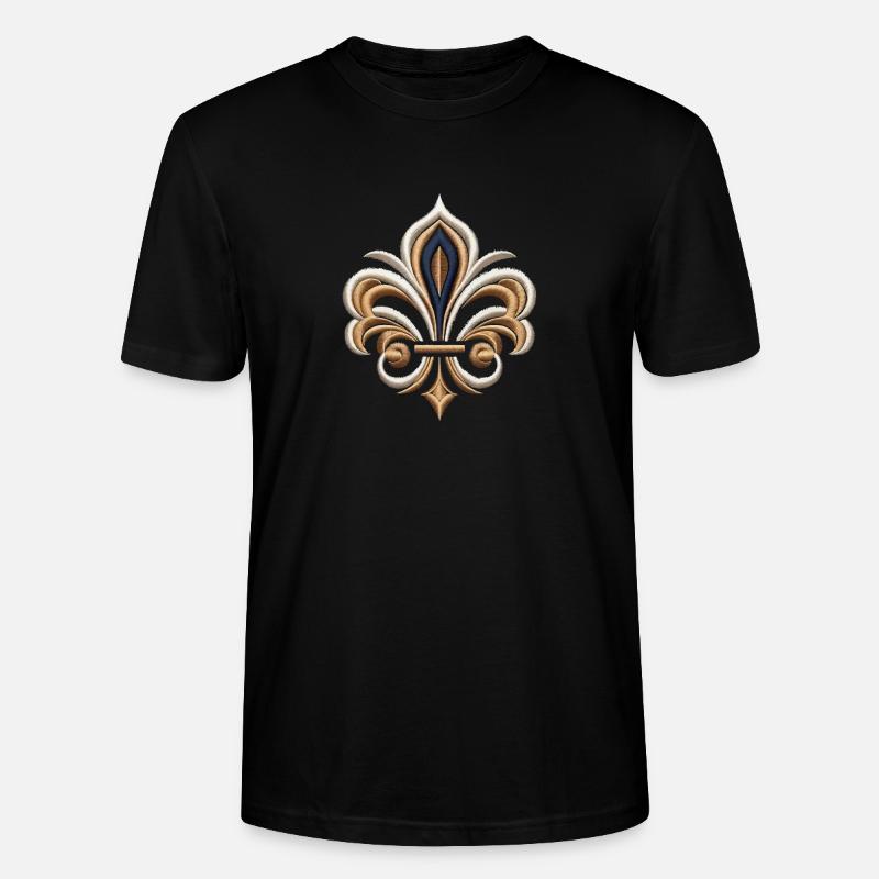Elegante Fleur-de-Lis Stickerei - Stanley/Stella Unisex Bio-T-Shirt CRAFTER - Schwarz