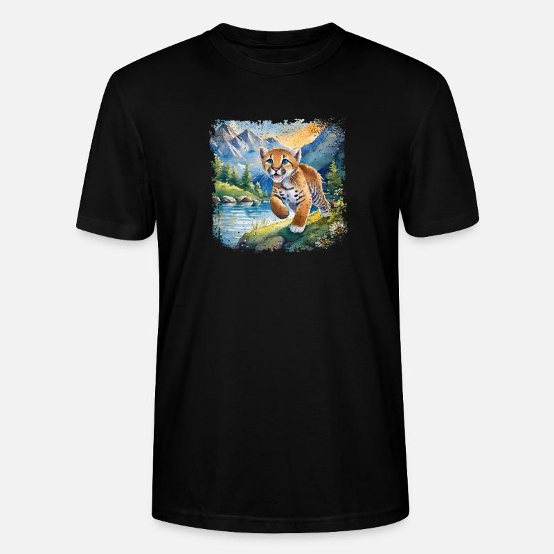 Niedlicher junger Tiger | Kinderbuchstil - Stanley/Stella Unisex Bio-T-Shirt CRAFTER - Schwarz