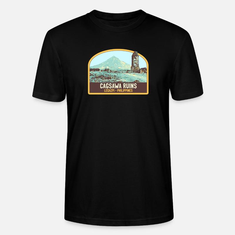 Ruinen von Cagsawa, Vulkan Mayon, Philippinen - Stanley/Stella Unisex Bio-T-Shirt CRAFTER - Schwarz