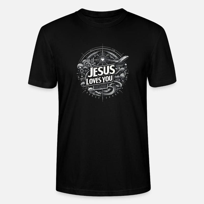 Jésus t’aime – Conception de cercles - T-shirt bio CRAFTER Stanley Stella Unisexe - noir