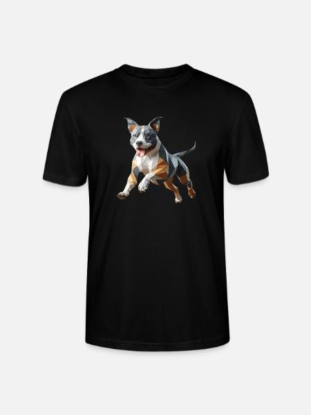Staffy origami 3d geometric dog - Stanley/Stella CRAFTER Unisex Organic T-Shirt - black