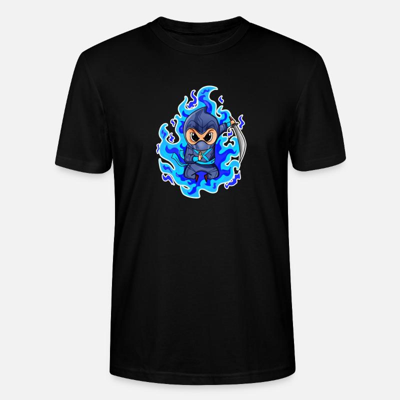 Motif Ninja Bleu Feu - T-shirt bio CRAFTER Stanley Stella Unisexe - noir