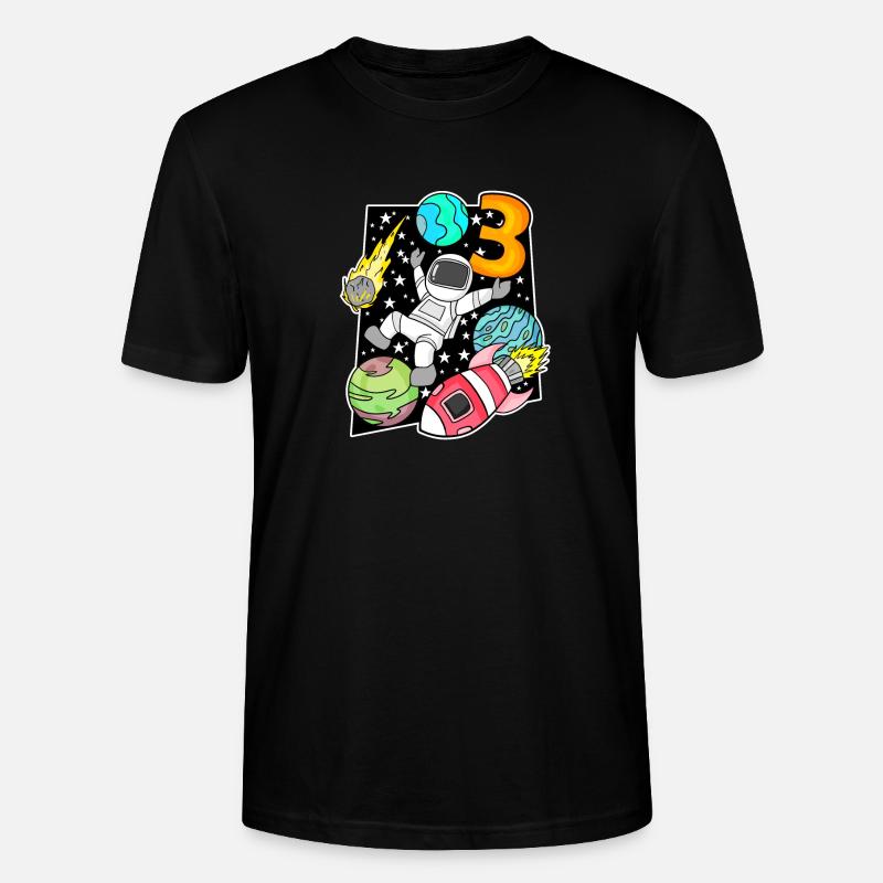 3 Anniversaire Garçon Astronaute - T-shirt bio CRAFTER Stanley Stella Unisexe - noir