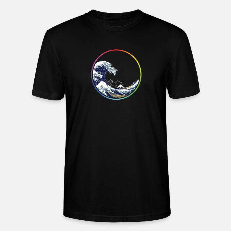 Rainbow Wave Circle - Stanley/Stella CRAFTER Unisex Organic T-Shirt - black