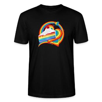Morceau de gâteau arc-en-ciel à la crème et à la cerise - T-shirt bio CRAFTER Stanley Stella Unisexe - noir - Devant - Alina (178cm) & Michal (187cm)