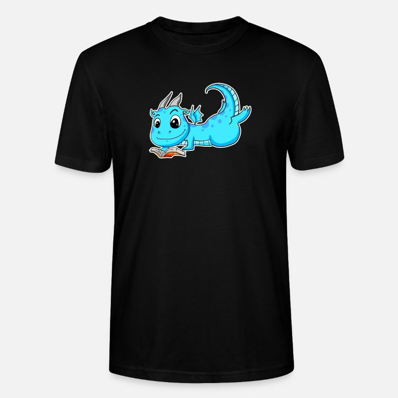 Drache Buch Lesen - Stanley/Stella Unisex Bio-T-Shirt CRAFTER - Schwarz