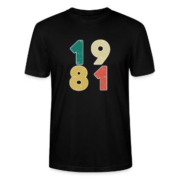 1981 - Jahrgang 1981 - Baujahr 1981 - Stanley/Stella Unisex Bio-T-Shirt CRAFTER - Schwarz - Vorne - Alina (178cm) & Michal (187cm)