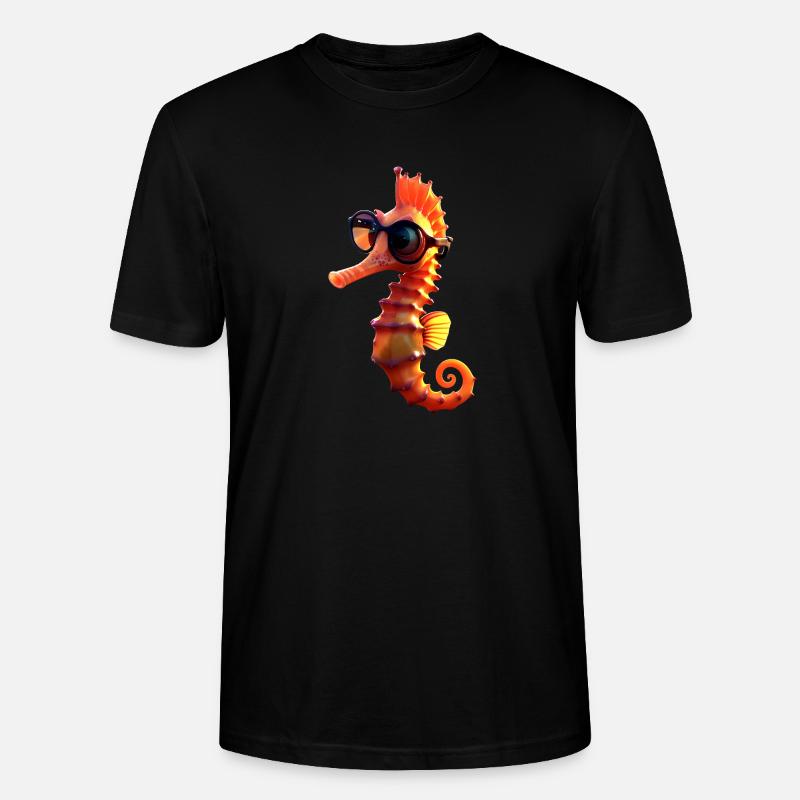 Seepferdchen Aquarist Angler Süßes Seepferdchen - Stanley/Stella Unisex Bio-T-Shirt CRAFTER - Schwarz