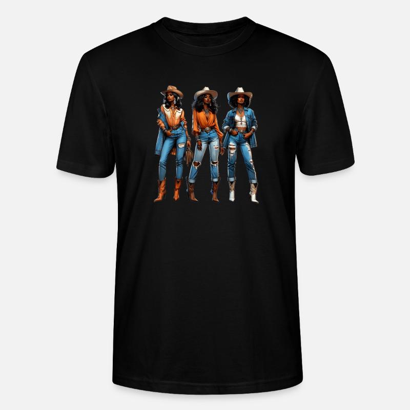 Schwarzes Mädchen Western Rodeo Juneteenth Texas - Stanley/Stella Unisex Bio-T-Shirt CRAFTER - Schwarz