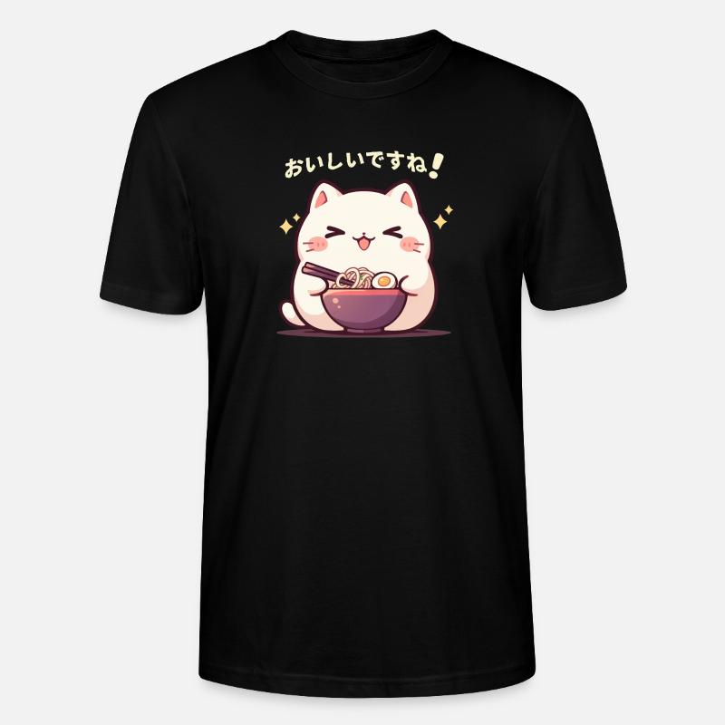 Katze isst Ramen - Stanley/Stella Unisex Bio-T-Shirt CRAFTER - Schwarz