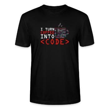 Les programmeurs génèrent du code à partir de café - T-shirt bio CRAFTER Stanley Stella Unisexe - noir - Devant - Alina (178cm) & Michal (187cm)