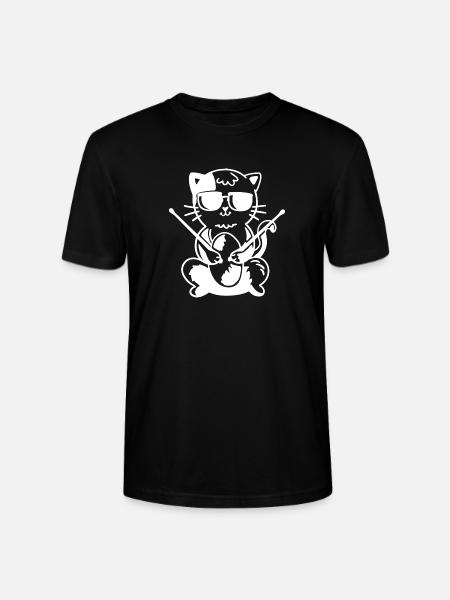 Schlagzeuger Katze - Stanley/Stella Unisex Bio-T-Shirt CRAFTER - Schwarz