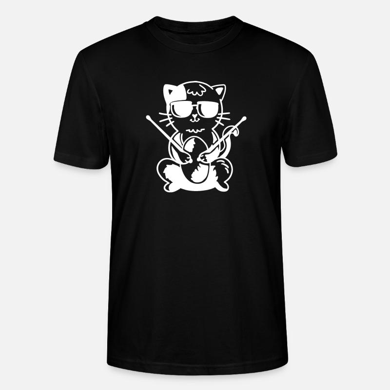 Schlagzeuger Katze - Stanley/Stella Unisex Bio-T-Shirt CRAFTER - Schwarz