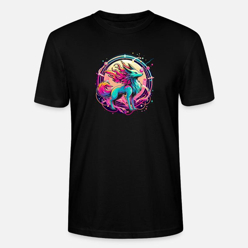 Psychedelische Fuchs Kunst - Stanley/Stella Unisex Bio-T-Shirt CRAFTER - Schwarz