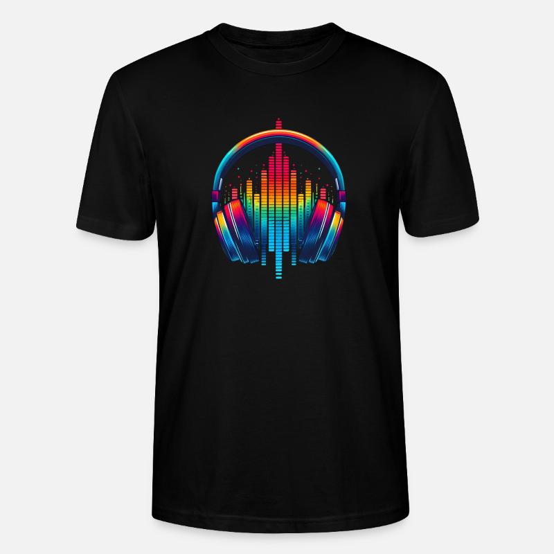 Lebendiger Klang Kopfhörer Regenbogen - Stanley/Stella Unisex Bio-T-Shirt CRAFTER - Schwarz