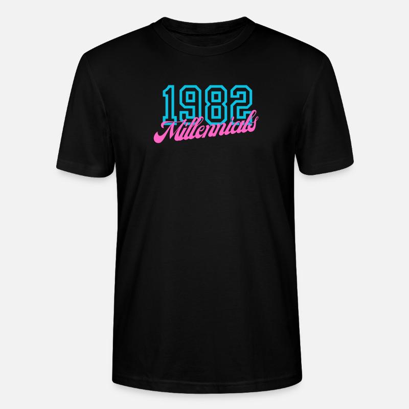 1982 Millennial Retro Numeric Design - T-shirt bio CRAFTER Stanley Stella Unisexe - noir