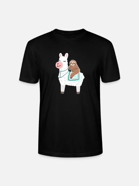 Faultier reitet Lama - Stanley/Stella Unisex Bio-T-Shirt CRAFTER - Schwarz
