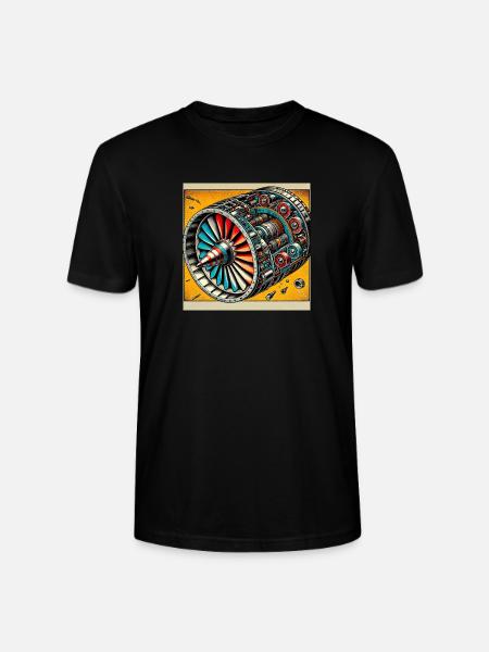 Turbine Unleashed: Comic Art - Airplane Turbine - Stanley/Stella CRAFTER Unisex Organic T-Shirt - black