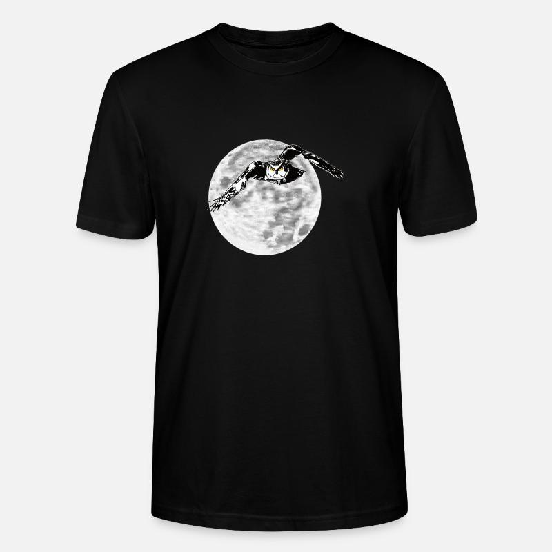 Hibou devant la lune - T-shirt bio CRAFTER Stanley Stella Unisexe - noir