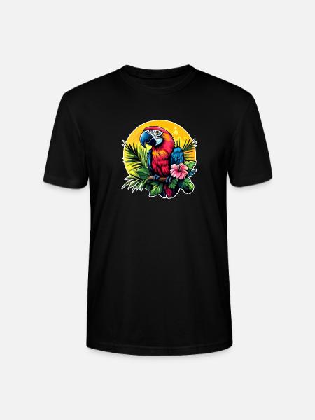 Tropischer Papagei im Sonnenkreis - Stanley/Stella Unisex Bio-T-Shirt CRAFTER - Schwarz