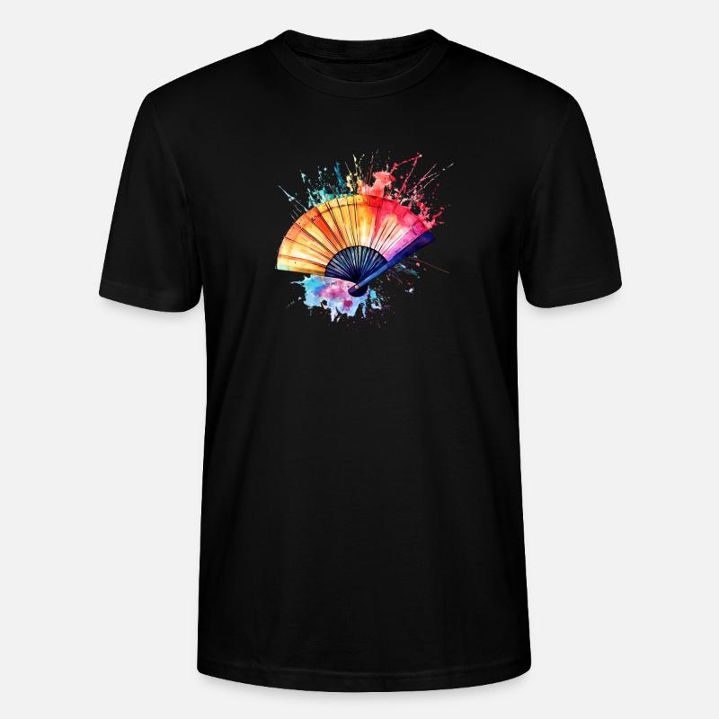 Lebendiger Aquarell-Fächer - Stanley/Stella Unisex Bio-T-Shirt CRAFTER - Schwarz