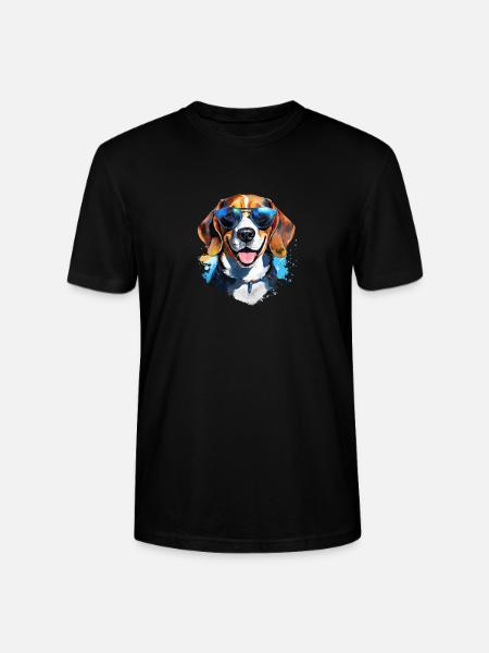 Beagle with sunglasses - Stanley/Stella CRAFTER Unisex Organic T-Shirt - black