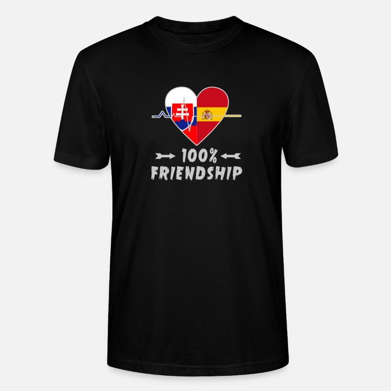 Slowakei und Spanien 100% Freundschaft - Stanley/Stella Unisex Bio-T-Shirt CRAFTER - Schwarz