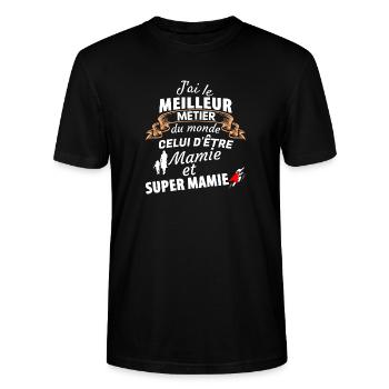 Pride Granny Superheldin - Stanley/Stella Unisex Bio-T-Shirt CRAFTER - Schwarz - Vorne - Alina (178cm) & Michal (187cm)