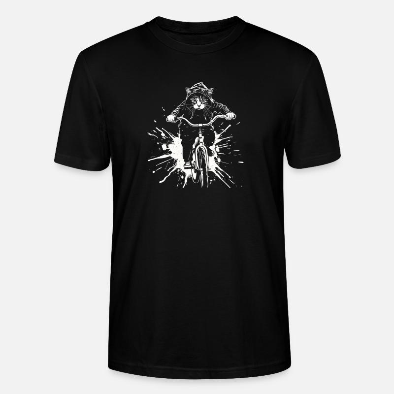 Radfahrende Katze - Stanley/Stella Unisex Bio-T-Shirt CRAFTER - Schwarz