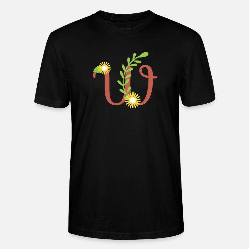 Eleganter Buchstabe 'W' mit Blumen - Stanley/Stella Unisex Bio-T-Shirt CRAFTER - Schwarz