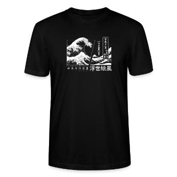 die große Welle vor Kanagawa Japan - Stanley/Stella Unisex Bio-T-Shirt CRAFTER - Schwarz - Vorne - Alina (178cm) & Michal (187cm)