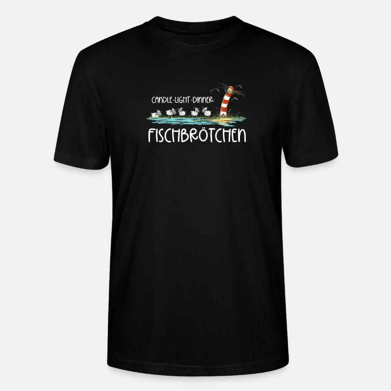 Candle Light Dinner Fischbrötchen Meer Spruch - Stanley/Stella Unisex Bio-T-Shirt CRAFTER - Schwarz