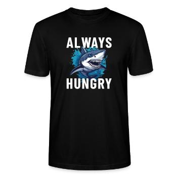 Immer hungriger Hai - Stanley/Stella Unisex Bio-T-Shirt CRAFTER - Schwarz - Vorne - Alina (178cm) & Michal (187cm)