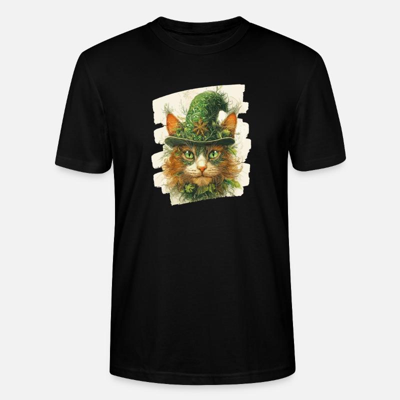 St Patricks day Katze - Stanley/Stella Unisex Bio-T-Shirt CRAFTER - Schwarz