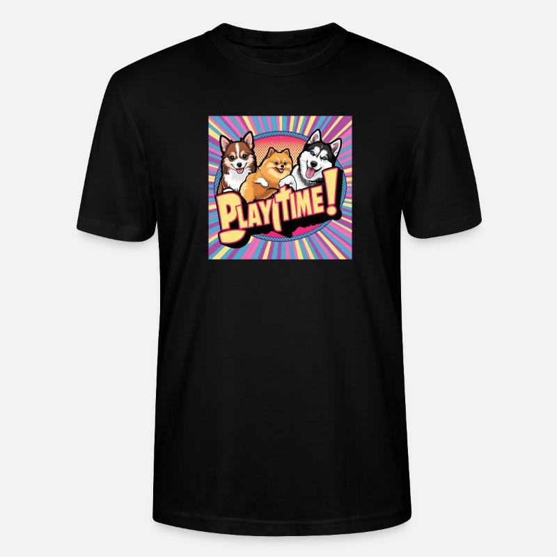 Comic Dogs - Playtime - Stanley/Stella Unisex Bio-T-Shirt CRAFTER - Schwarz
