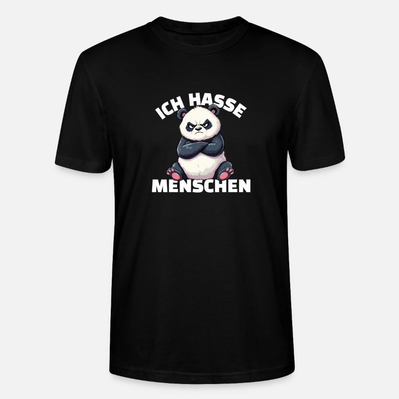 Griesgrämiger Panda hasst Menschen Design - Stanley/Stella Unisex Bio-T-Shirt CRAFTER - Schwarz