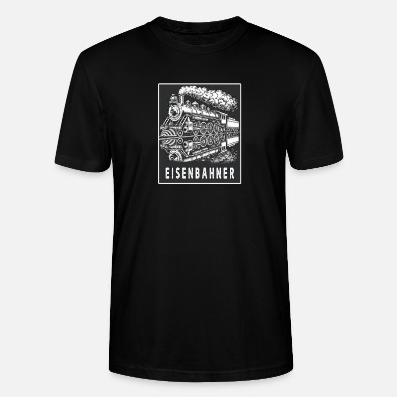 Dampflok Eisenbahner Retro - Stanley/Stella Unisex Bio-T-Shirt CRAFTER - Schwarz