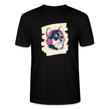 Pomsky - Stanley/Stella Unisex Bio-T-Shirt CRAFTER - Schwarz - Vorne - Alina (178cm) & Michal (187cm)