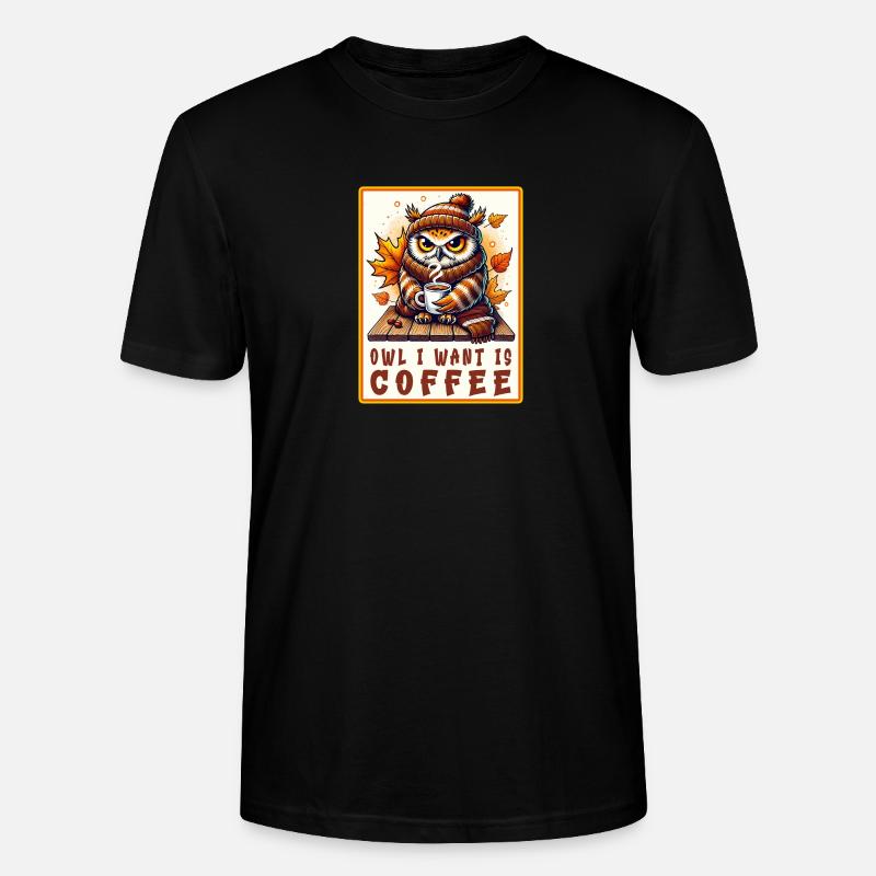 Eulen Kaffee Desgin - Stanley/Stella Unisex Bio-T-Shirt CRAFTER - Schwarz