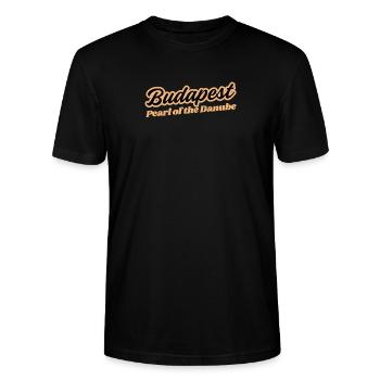 Budapester Donauperle - Stanley/Stella Unisex Bio-T-Shirt CRAFTER - Schwarz - Vorne - Alina (178cm) & Michal (187cm)