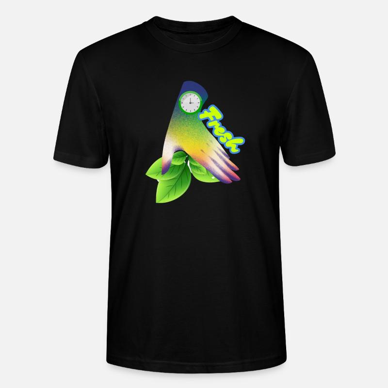 Fresh Gradient Leaf Clock Design - Stanley/Stella CRAFTER Unisex Organic T-Shirt - black