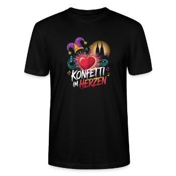 Köln Konfetti Im Herzen Karneval Herz Kölner Köln - Stanley/Stella Unisex Bio-T-Shirt CRAFTER - Schwarz - Vorne - Alina (178cm) & Michal (187cm)