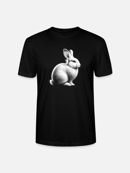 Portrait de lapin blanc mignon - T-shirt bio CRAFTER Stanley Stella Unisexe - noir