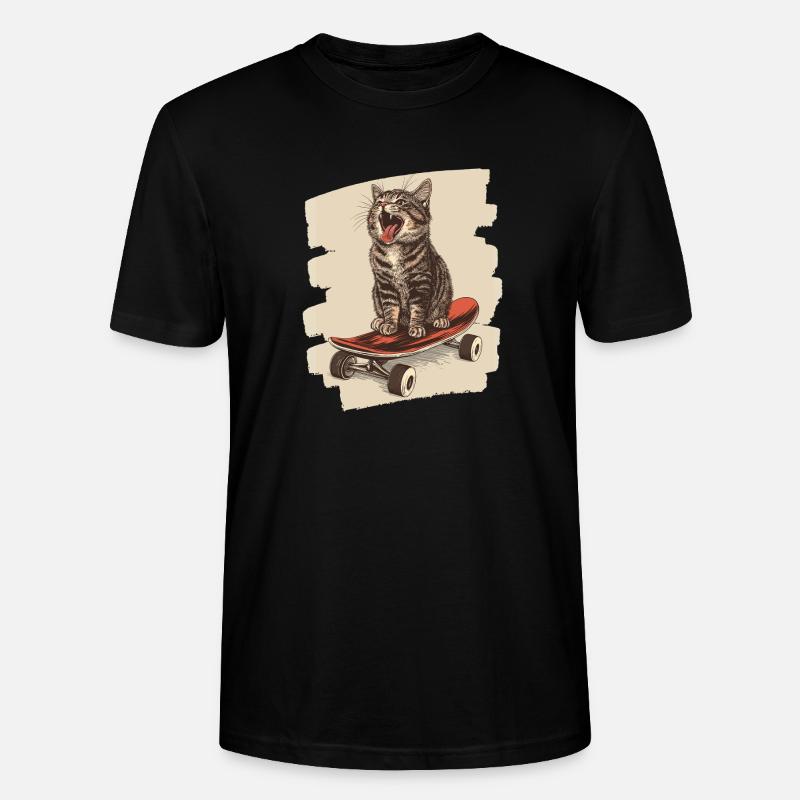 Chat de planche à roulettes - T-shirt bio CRAFTER Stanley Stella Unisexe - noir