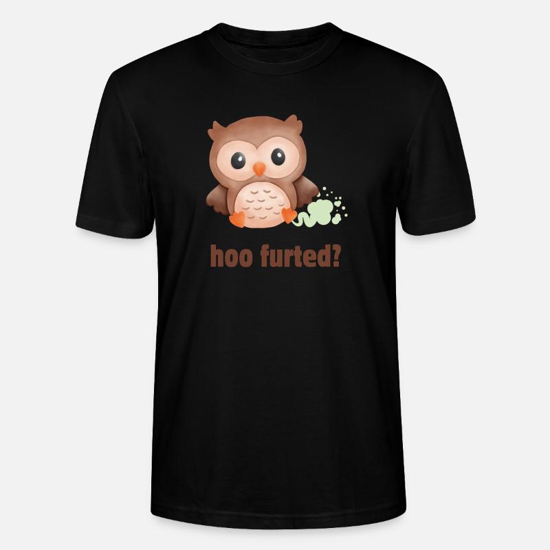 Hoo Furted Owl Gioco di parole - Maglietta unisex ecologica CRAFTER di Stanley/Stella - nero