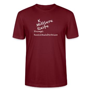 Realschule Abschluss Shirt Mittlere Reife KI - Stanley/Stella Unisex Bio-T-Shirt CRAFTER - Burgunderrot - Vorne - Alina (178cm) & Michal (187cm)