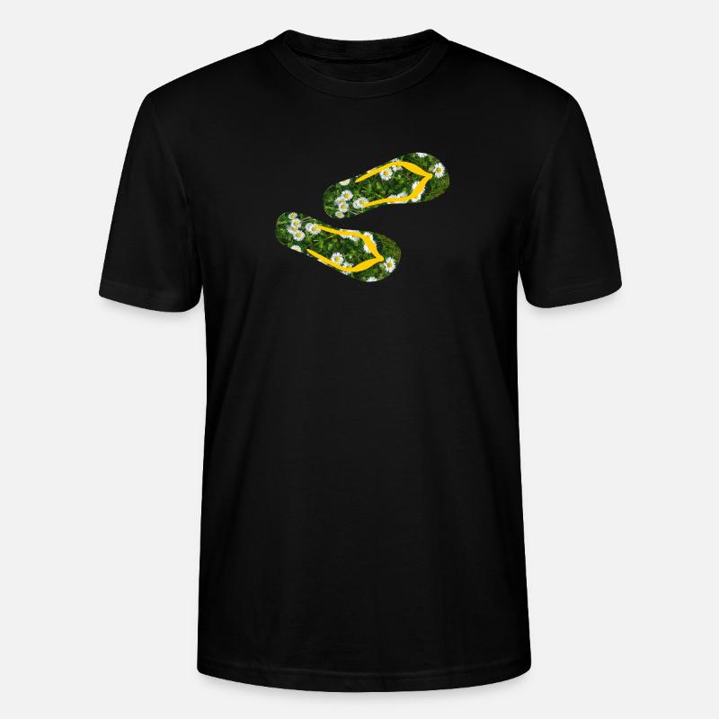 Latschen Gänseblümchen Flip Flops Camping Rasen - Stanley/Stella Unisex Bio-T-Shirt CRAFTER - Schwarz