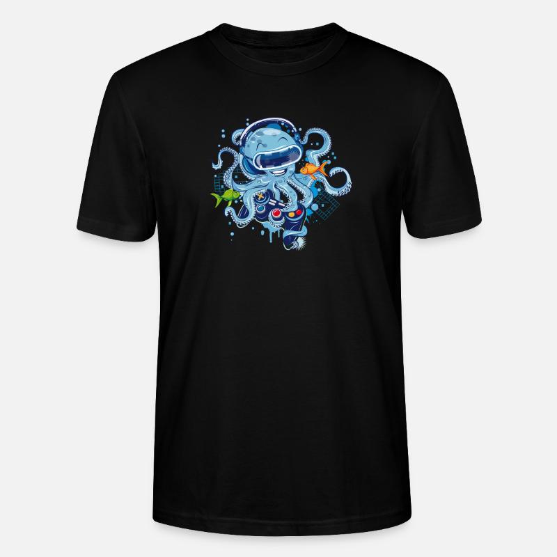 Gaming Oktopus mit Controller - Stanley/Stella Unisex Bio-T-Shirt CRAFTER - Schwarz